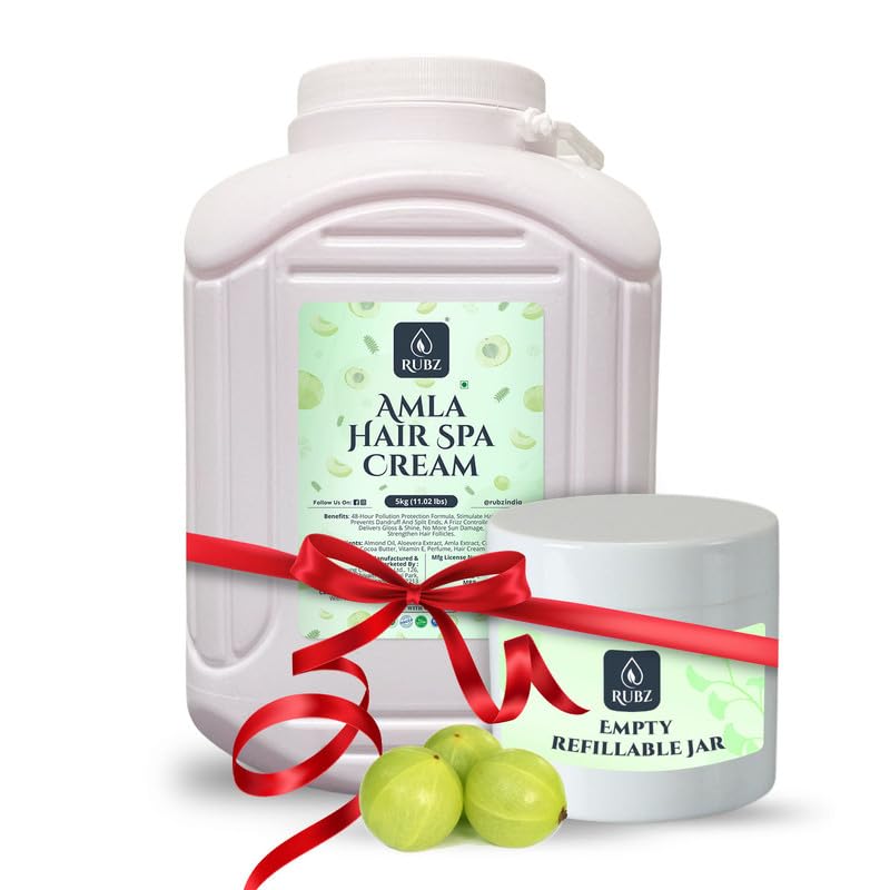 Rubz Amla Hair Spa Cream with Amla Extract - Controls Hair Damage, Improves Conditioning, Non-Sticky Oil Replacement - For Women & Men - Salon Quality (5 Kg) - Perfect for Deep Conditioning, Frizz Control & Daily Hair Care Routine
