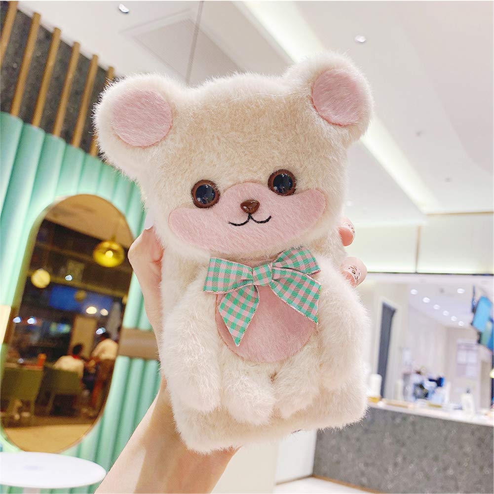 Premium Fluffy 3D Bear Plush Phone Case for iPhone 12 Pro - Cute Animal Design, Soft Silicone Bumper, Shockproof Protective Cover (Bear White) - Perfect for Daily Use, Gifts & Fashion Accessories