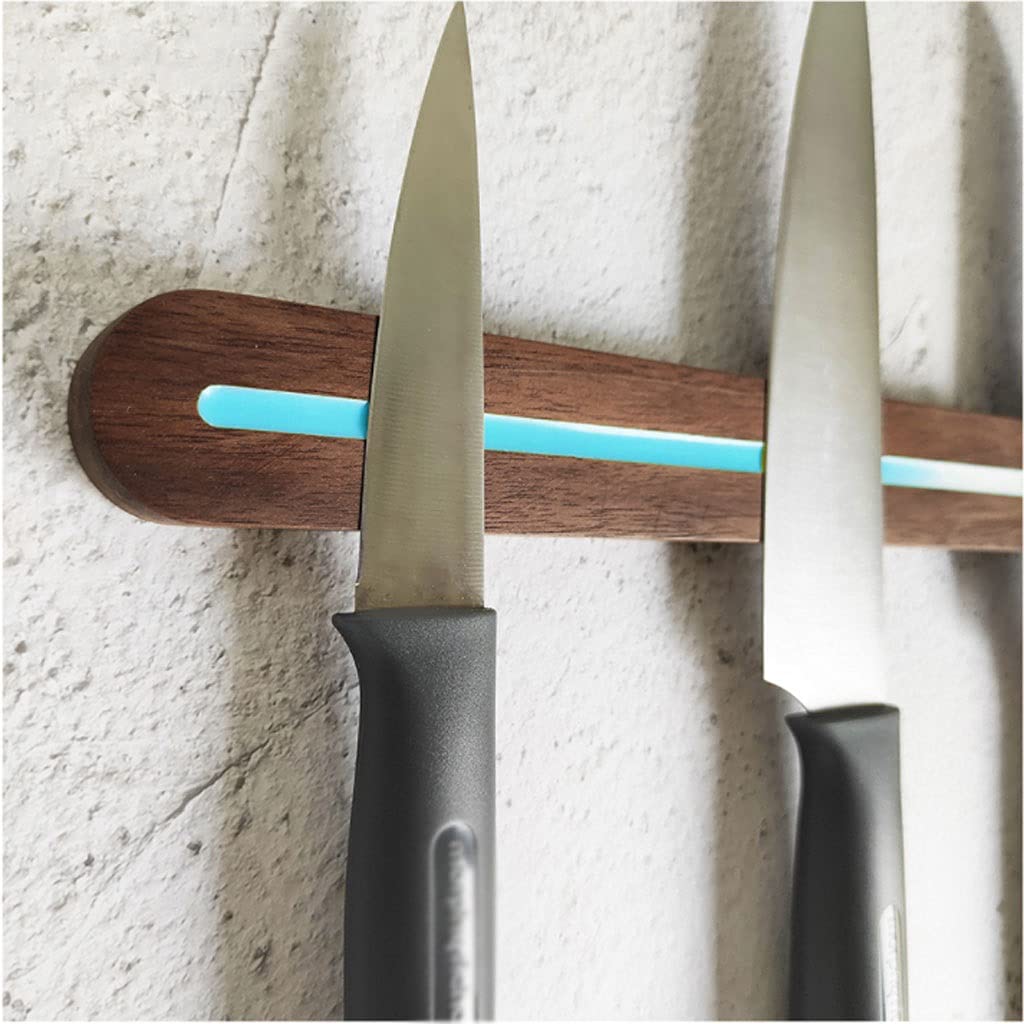Premium Magnetic Knife Holder - Solid Beech Wood Wall Mounted Knife Storage with Strong Magnets - No Punch Required - Universal Kitchen Utensil Organizer for Chefs & Home Cooks - Perfect for Countertop or Wall Space Saving in Modern Kitchens