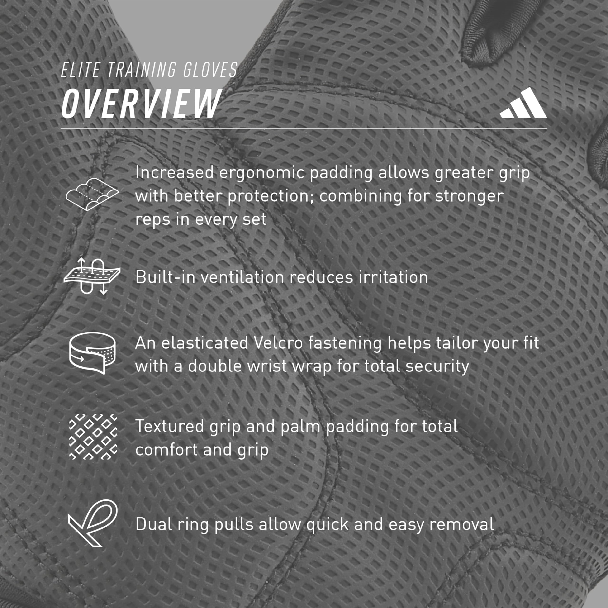 **Adidas Elite Training & Weightlifting Gloves - Fingerless Workout Gloves for Gym, CrossFit & Weight Training - Enhanced Grip & Wrist Support**