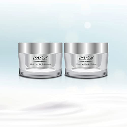 L'avenour Pearly White Night Cream - Brightening Anti-Aging Face Moisturizer for Dark Spots, Wrinkles & Even Skin Tone | 50ml (Pack of 2) | Night Repair Cream for Women & Men | Perfect for Dry Skin & Overnight Hydration