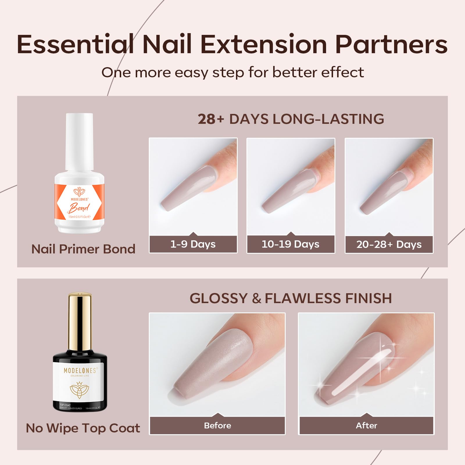 Modelones 14pcs Acrylic Nail Kit with Nude Acrylic Powder, Liquid Monomer, Nail Brush, Gel Glue & Top Coat - Professional Nail Extension Set for Beginners | DIY Salon Manicure at Home, Party & Special Occasion Nails
