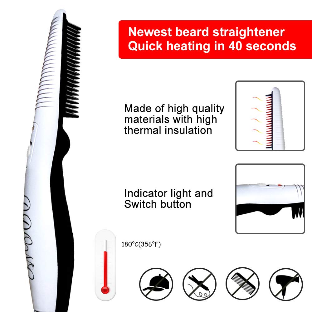 Electric Heated Beard Straightener for Men - Portable Travel Styling Iron with Fast Heating | Perfect for Home, Gym & On-the-Go Grooming