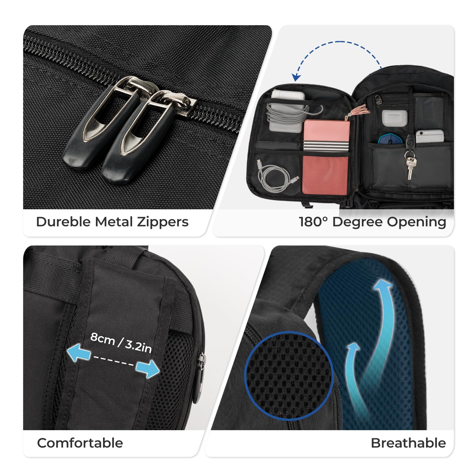 Extra Large Travel Backpack for Men & Women - 18.4 Inch Laptop Backpack with Shoe Compartment & USB Charging Port - Durable College Backpack for Business, Hiking, Camping (Fits Above 5.74 ft Height) - Perfect for Commuting, Air Travel & Outdoor Adventures