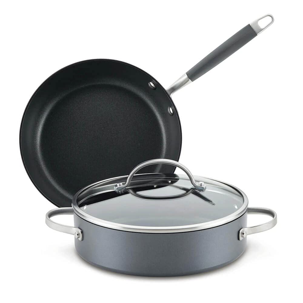 Anolon Advanced Hard-Anodized Nonstick 3-Piece Cookware Set - Durable Non-Stick Frying Pans for Professional & Home Cooking - Perfect for Sautéing, Frying & Baking (Moonstone Color)