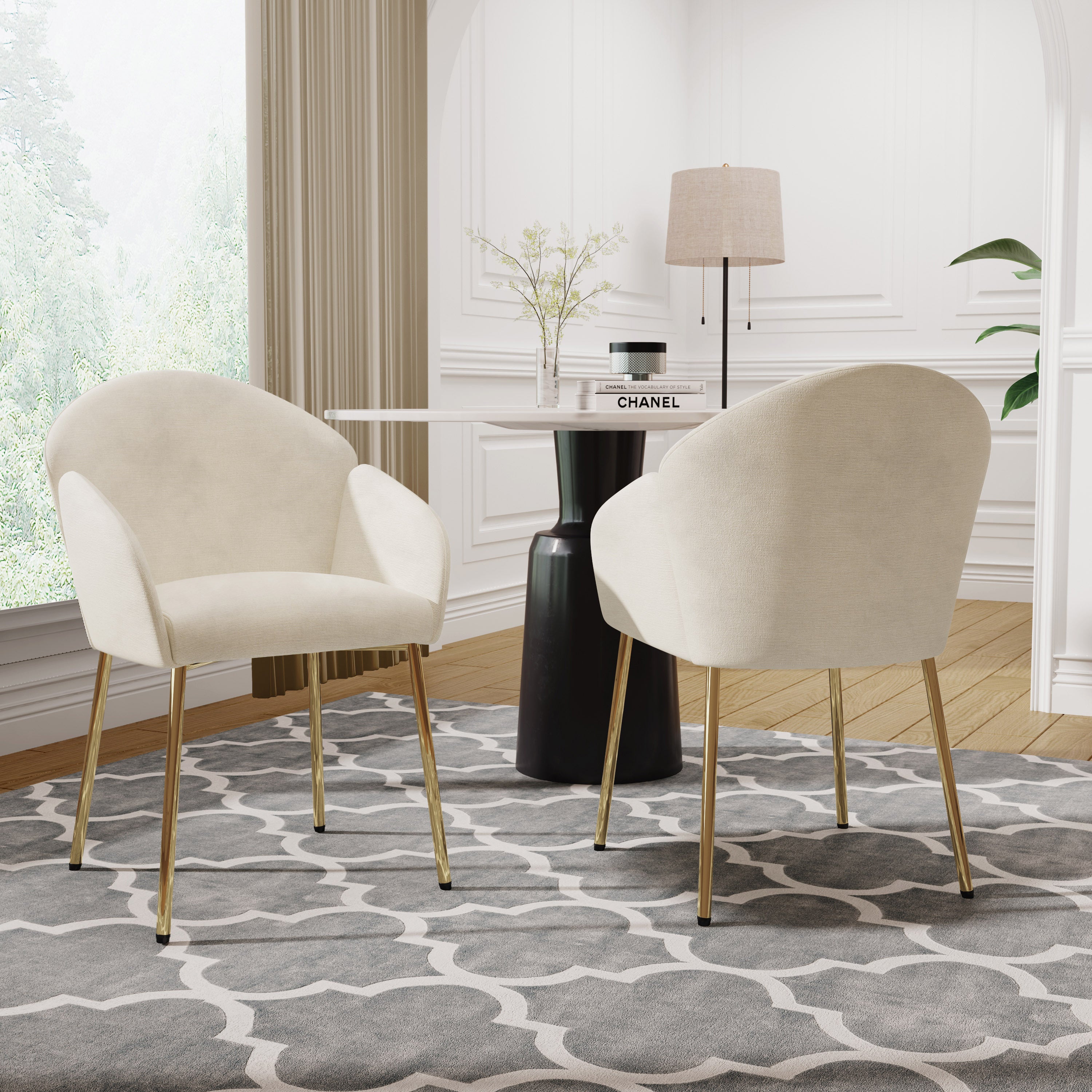 Modern Dining Chairs Set of 2 - Comfortable Kitchen Chairs with Sturdy Metal Frame - Perfect for Dining Room, Kitchen, Breakfast Nook & Small Spaces