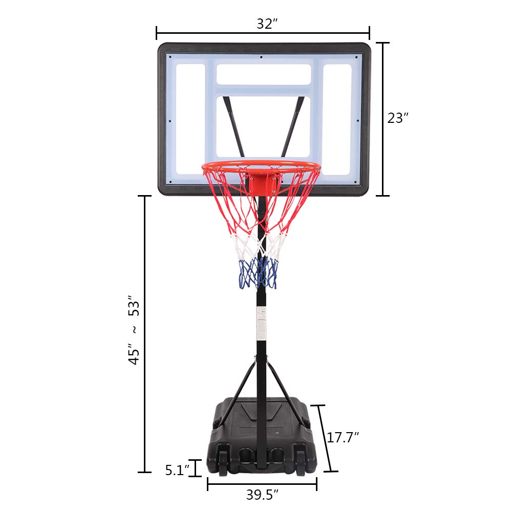 Adjustable Pool Basketball Hoop 45-53