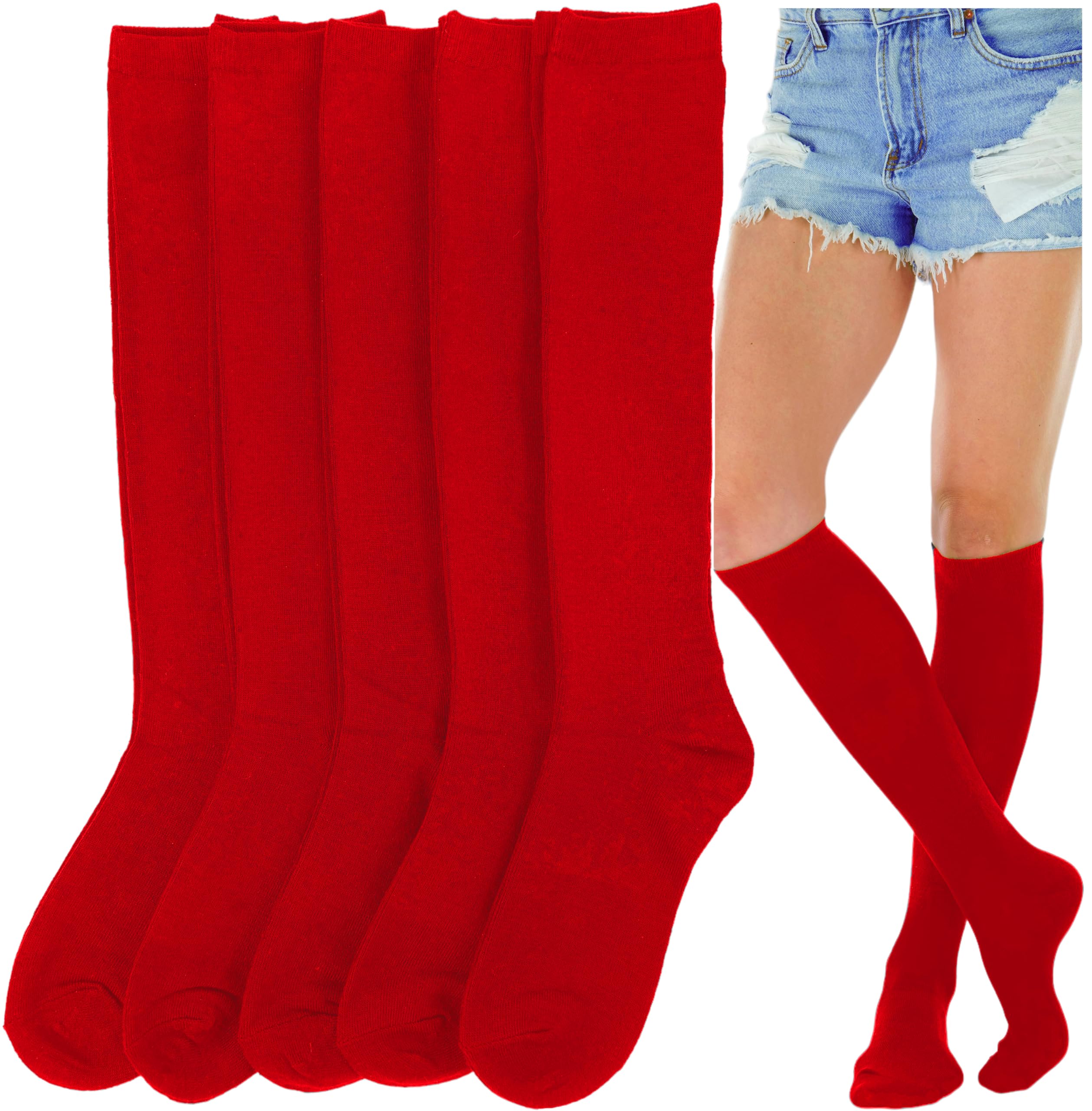 ToBeInStyle Women's Knee High Socks - Pack of 6 or 12 - Comfortable & Stylish Crew Socks for Work, Boots & Winter Outfits