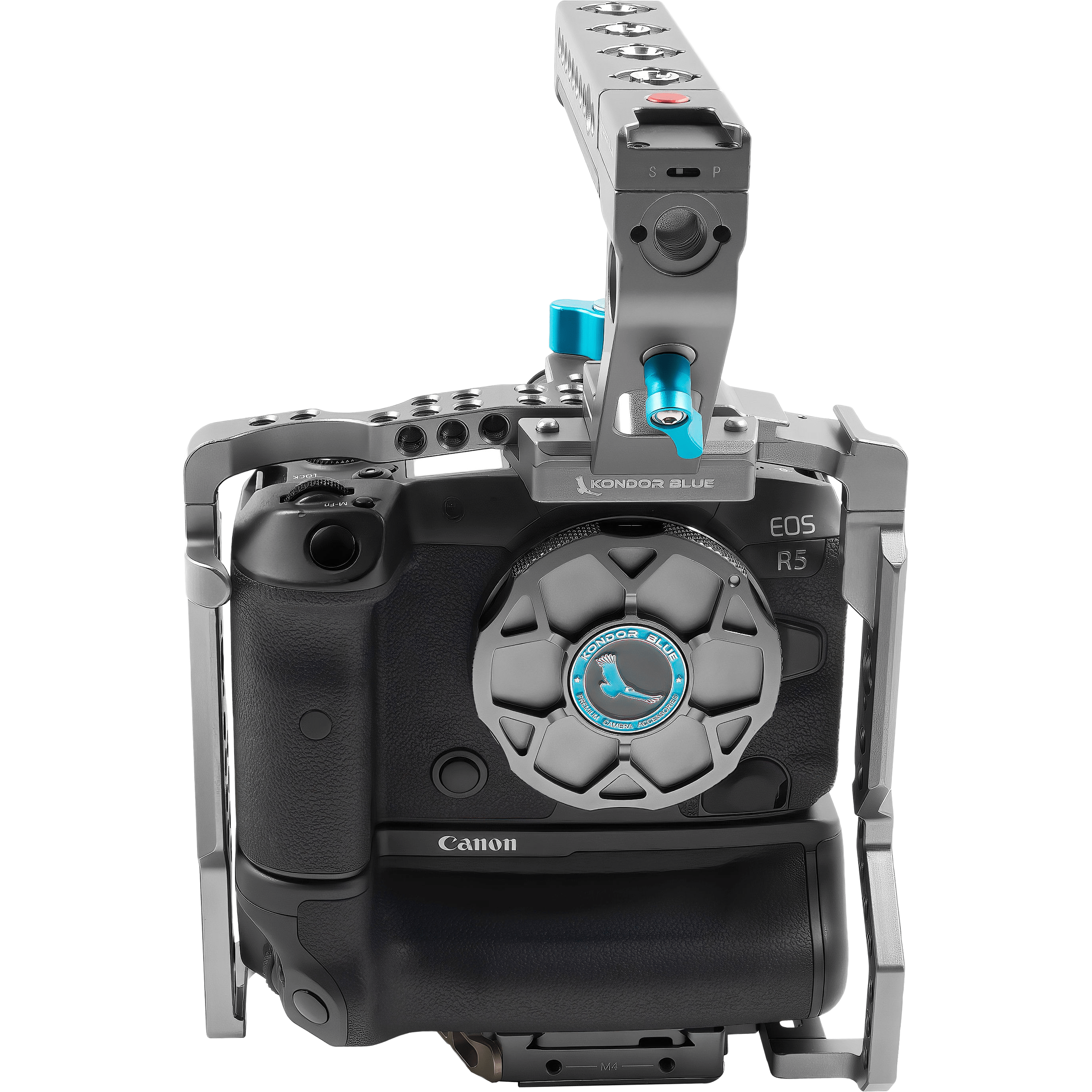 Kondor Blue Canon R5/R6 Battery Grip Cage with Top Handle (Space Gray) - Professional Camera Rig for Cinematic Filmmaking & Photography