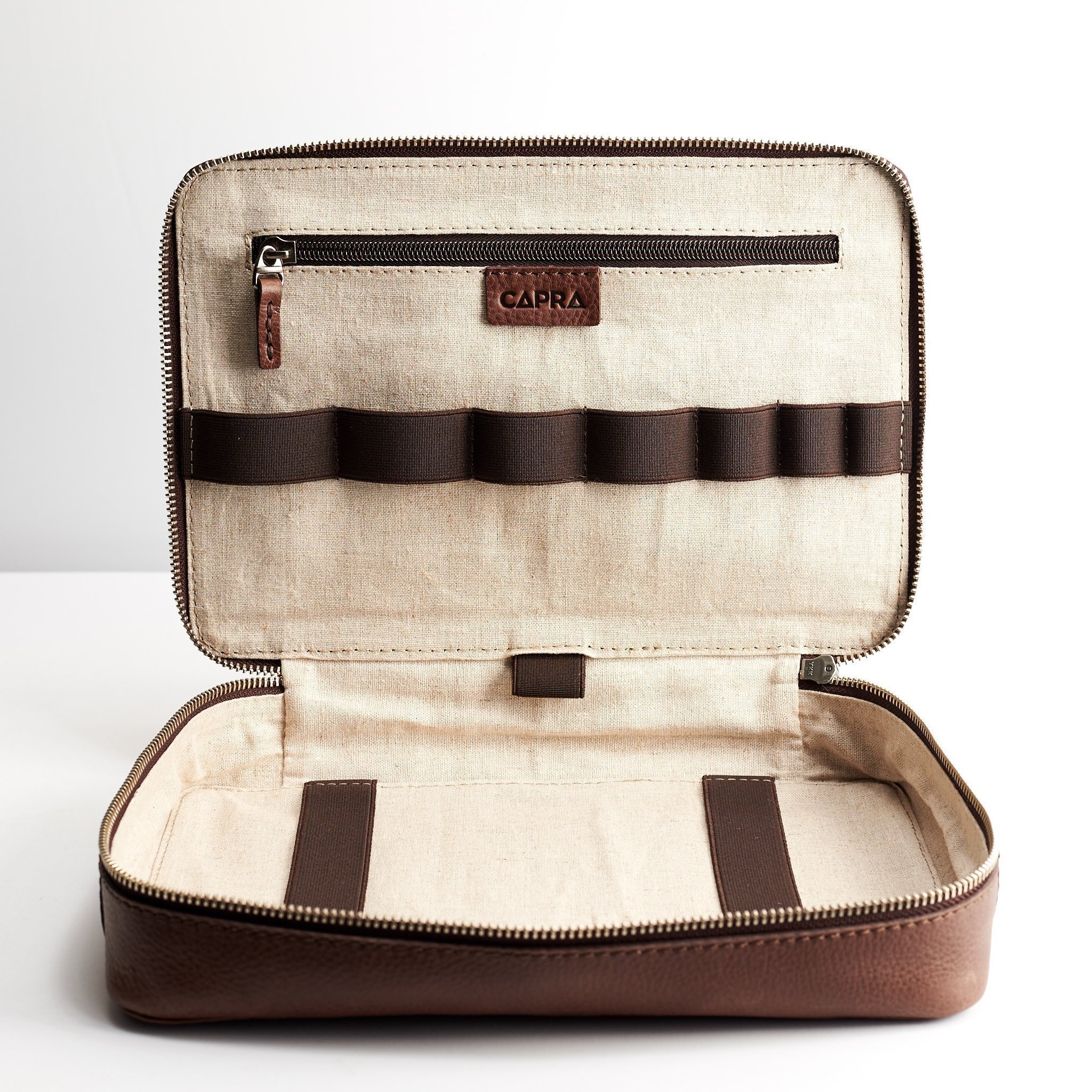 Men's Travel Tech Organizer - Brown Leather iPad Case & Electronics Accessory Storage Pouch | Perfect Gadget Bag for Business Trips, Commuting & Digital Nomads | Great Gift for Tech-Savvy Men
