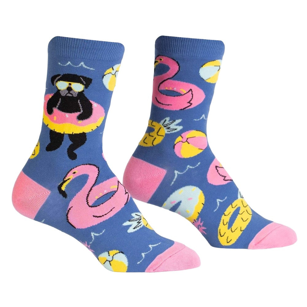 Fun & Comfortable Sock It To Me Crew Women's Socks - Cute Pug Dog Design for Summer Wear - Perfect for Casual Outfits, Gifts & Everyday Comfort