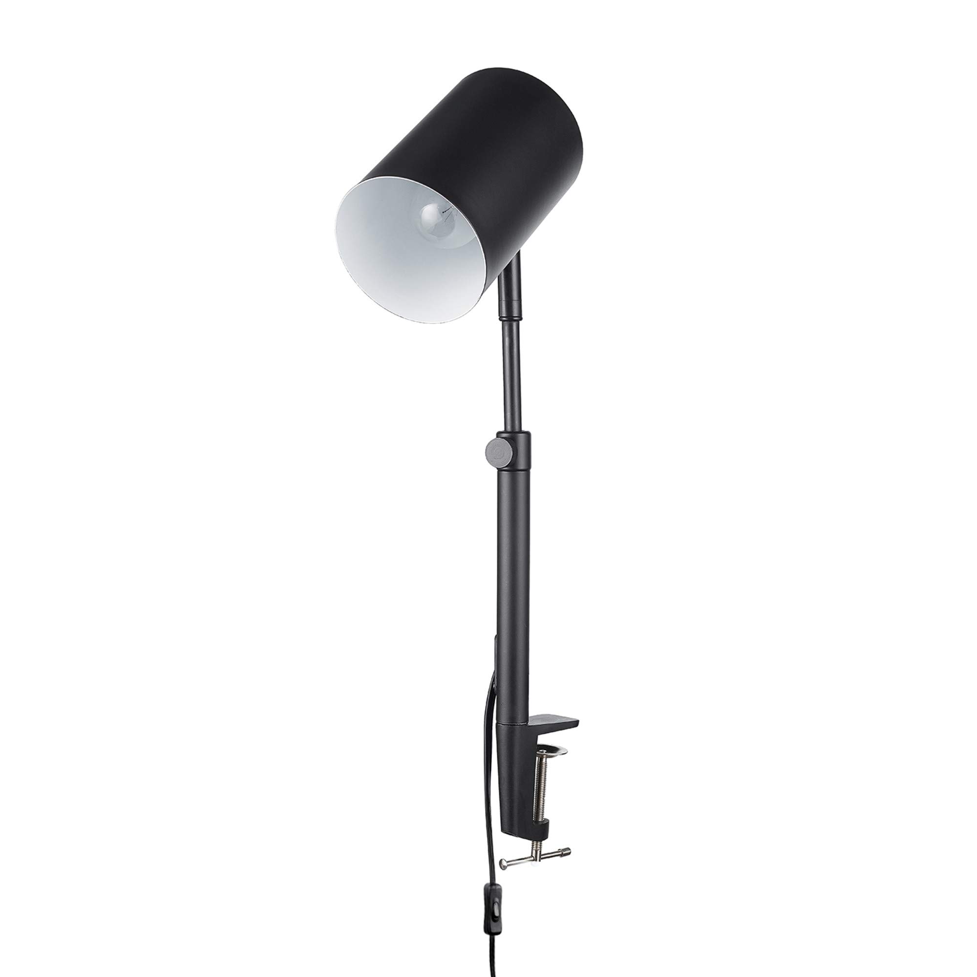 Globe Electric 52955 Pratt 18-Inch Adjustable Height Clamp-Arm Desk Lamp with In-Line On/Off Switch, Matte Black - Perfect for Home Office, Study, Reading & Workspace Lighting