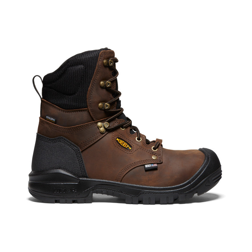 Men's Independence 8 Insulated Waterproof Work Boot with Carbon Toe - Dark Earth/Black | Heavy Duty Winter Boots for Construction, Hiking & Outdoor Work
