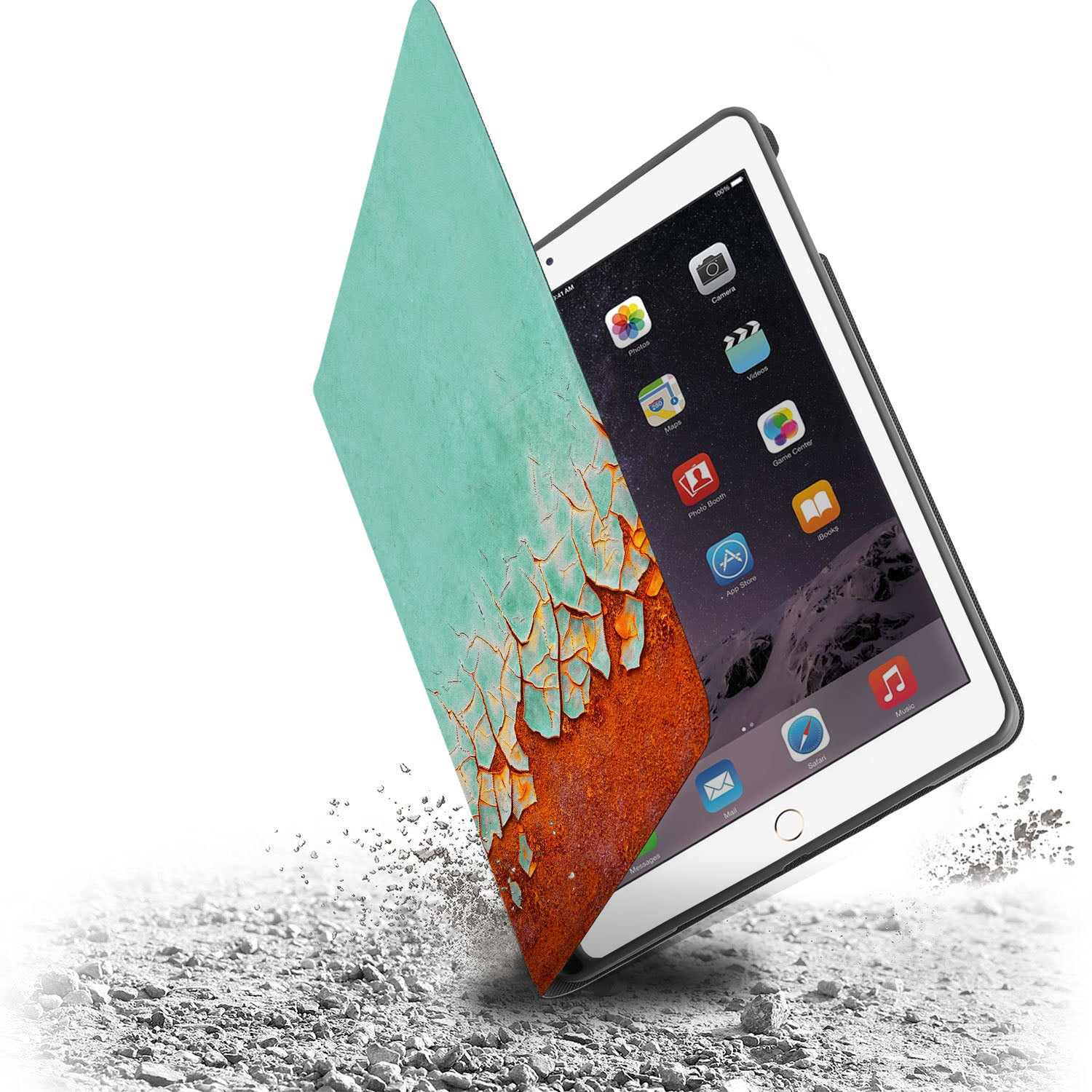 Premium iPad Folio Case with Rusted Metal Finish - Slim Protective Cover for iPad Pro/Air/Mini - Perfect for Work, Travel & Home Use