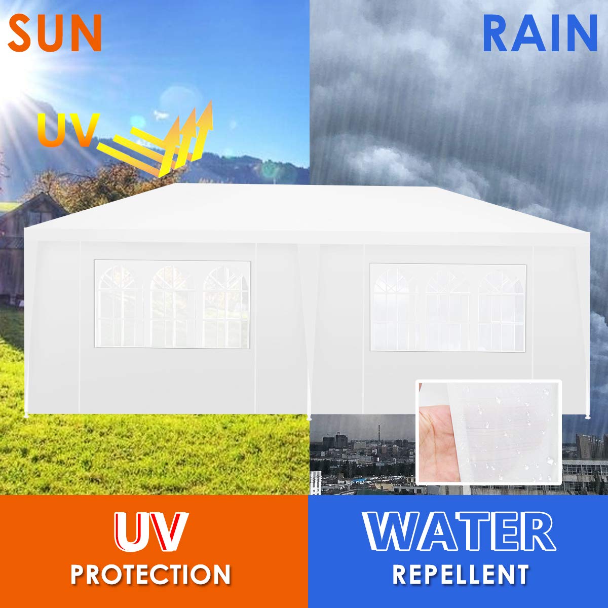 TANGKULA 10x20 FT White Outdoor Party Wedding Tent Canopy with Removable Sidewalls - Portable Shelter Pavilion for Backyard Events, Markets & Outdoor Gatherings | Perfect for Weddings, Parties, and Commercial Use