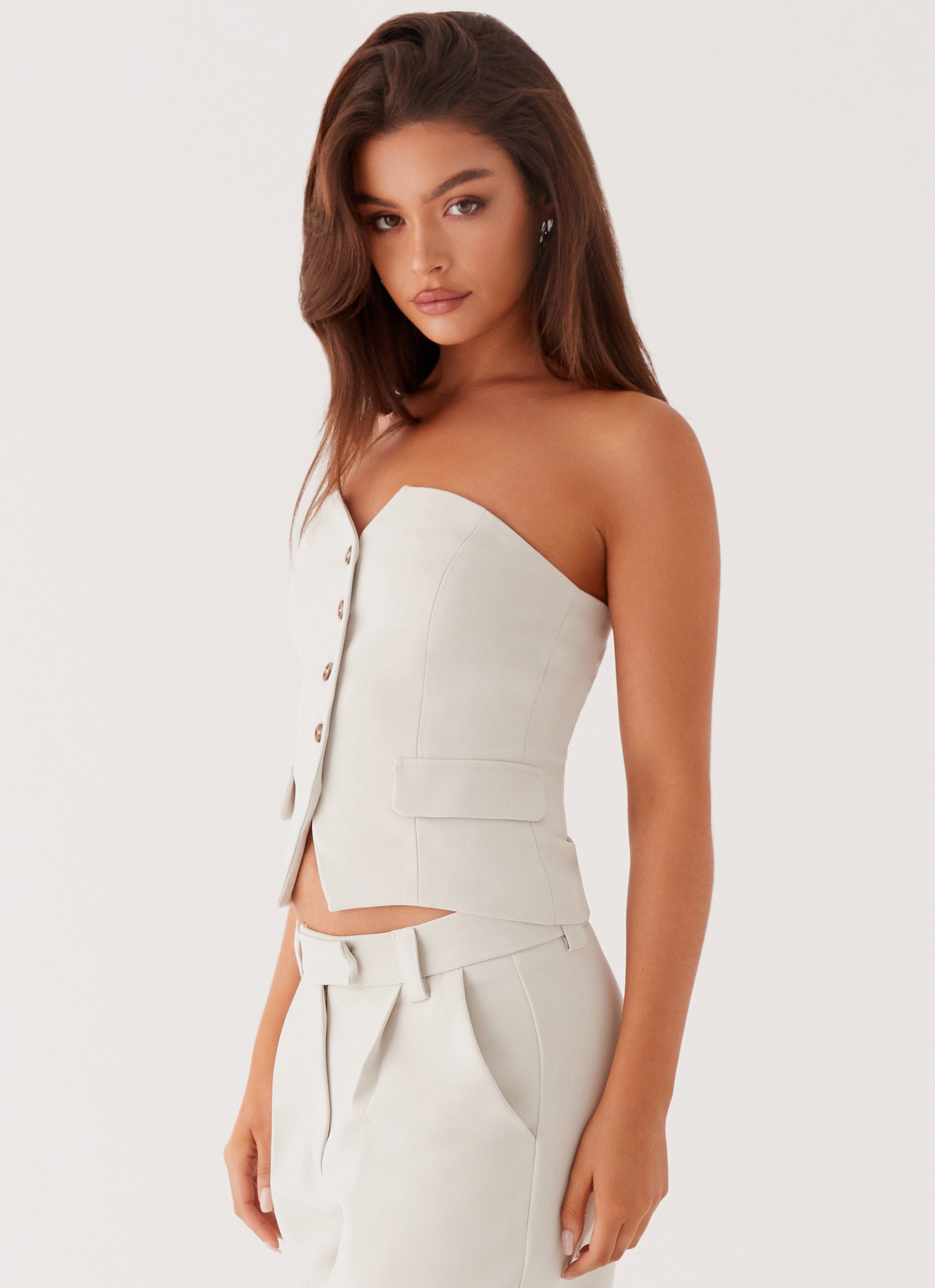 Brianna Strapless Top for Women - Soft Pebble Color, Comfortable & Stylish Crop Top - Perfect for Summer Outfits, Beach Wear, and Casual Dates