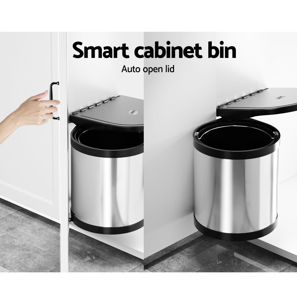 Cefito 12L Stainless Steel Swing Out Pull Out Trash Can - Kitchen Garbage Bin for Under Sink, Pantry & Cabinet Organization