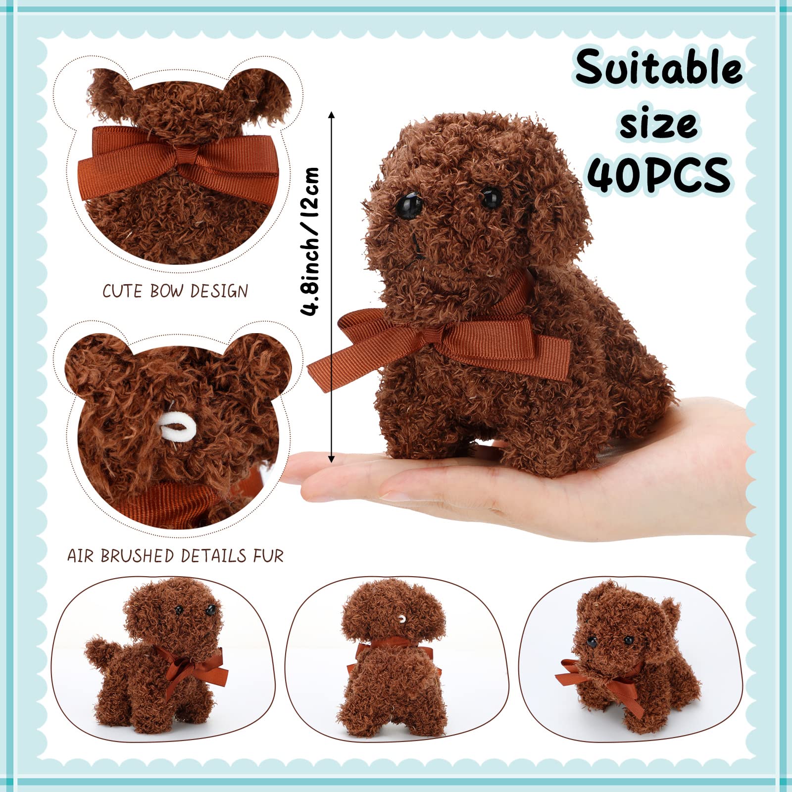 Liliful 40 Pcs 5 Inch Mini Plush Stuffed Animal Dogs - Bulk Small Soft Plush Toy Puppies for Kids Birthday Party Favors, Goodie Bag Fillers, Carnival Prizes, Classroom Rewards & Back to School Gifts - Perfect for Baby Showers, Easter Baskets & Christmas Stocking Stuffers
