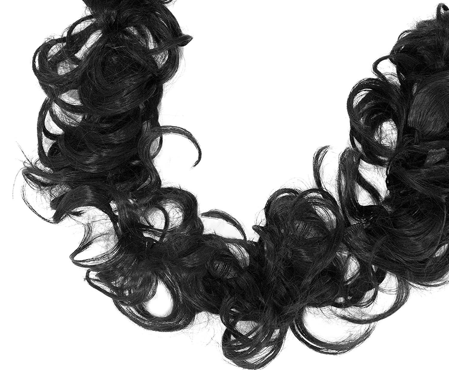 ASG 1 Pack Messy Curly Elastic Hair Bun Ponytail Frill Hair Extension for Women & Girls - Black | Perfect for Parties, Weddings, and Everyday Styling