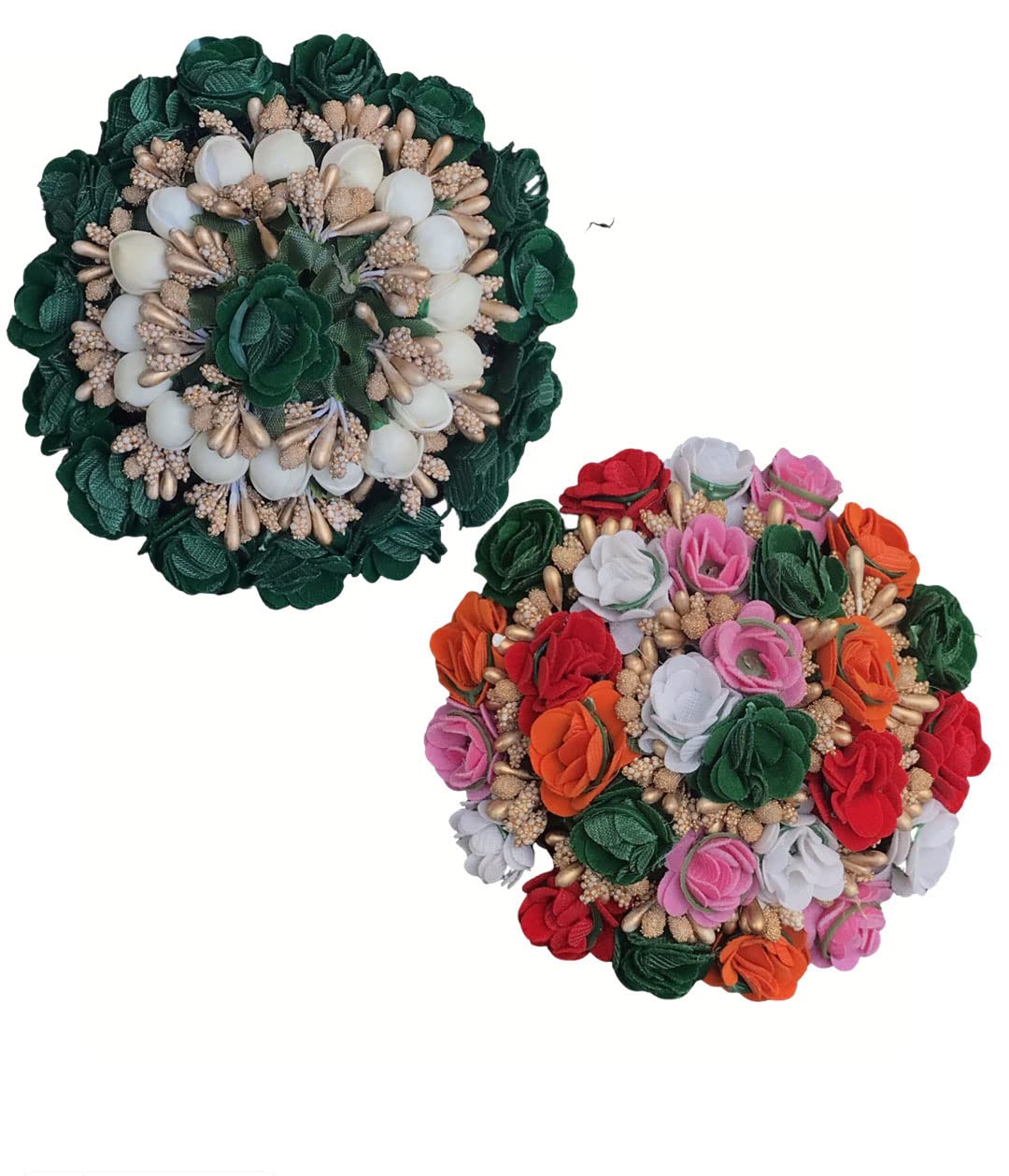 Arooman™ Bridal Hair Juda Bun & Gajra Hair Accessories for Women & Girls - Multicolor Pack of 2 - Perfect for Weddings, Parties & Indian Traditional Events