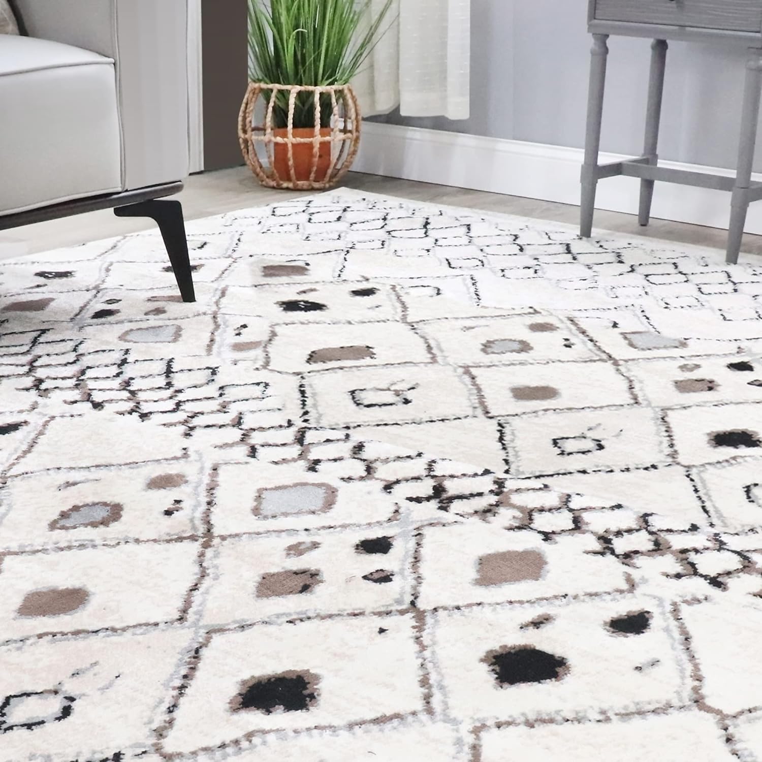Flintstone Diamond Trellis Bohemian Style Indoor Area Rug & Runner - Perfect for Living Room, Bedroom, or Boho Home Decor