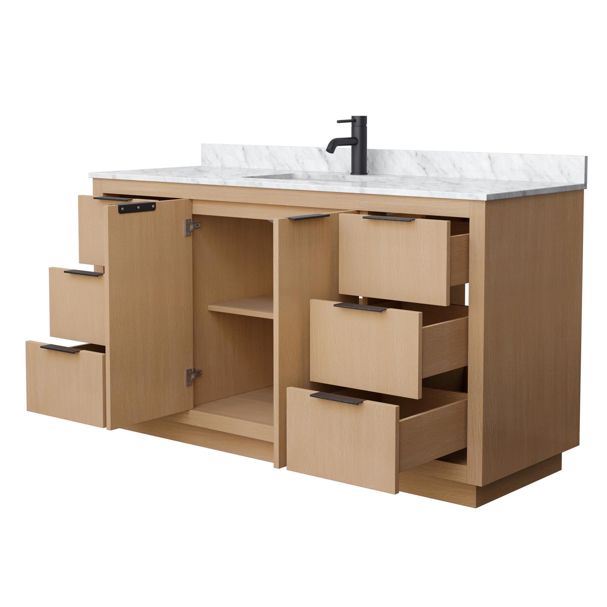 Wyndham Collection WCF282860SLBCMUNSMXX Maroni Vanity Set - Light Straw Finish Bathroom Vanity with Sink & Mirror | Perfect for Modern Bathroom & Powder Room Decor