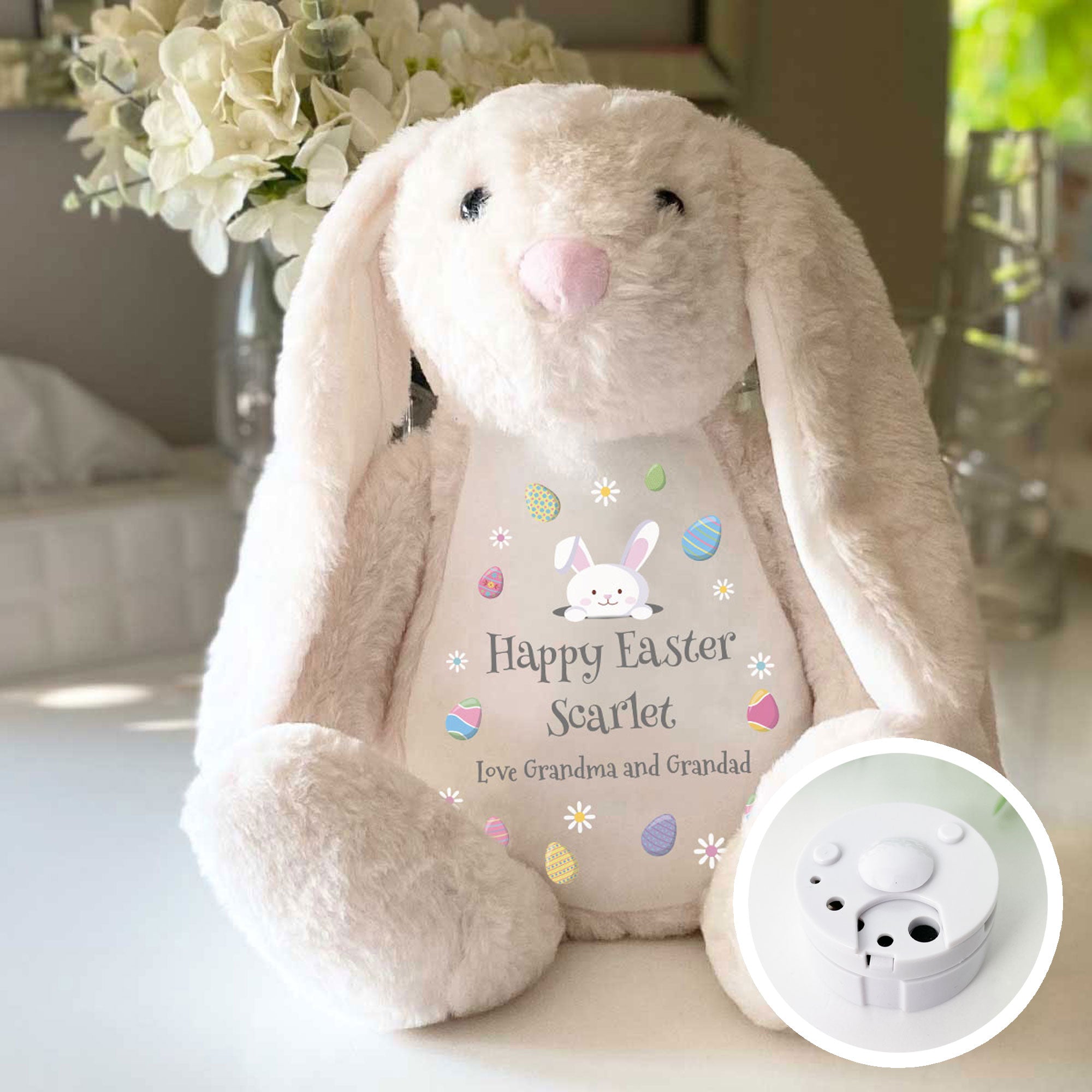 Personalized Voice Message Easter Bunny Plush Toy - Recordable Stuffed Animal for Kids, Easter Gifts, Birthday Presents - Perfect for Easter Baskets, Bedtime Cuddles & Holiday Decorations