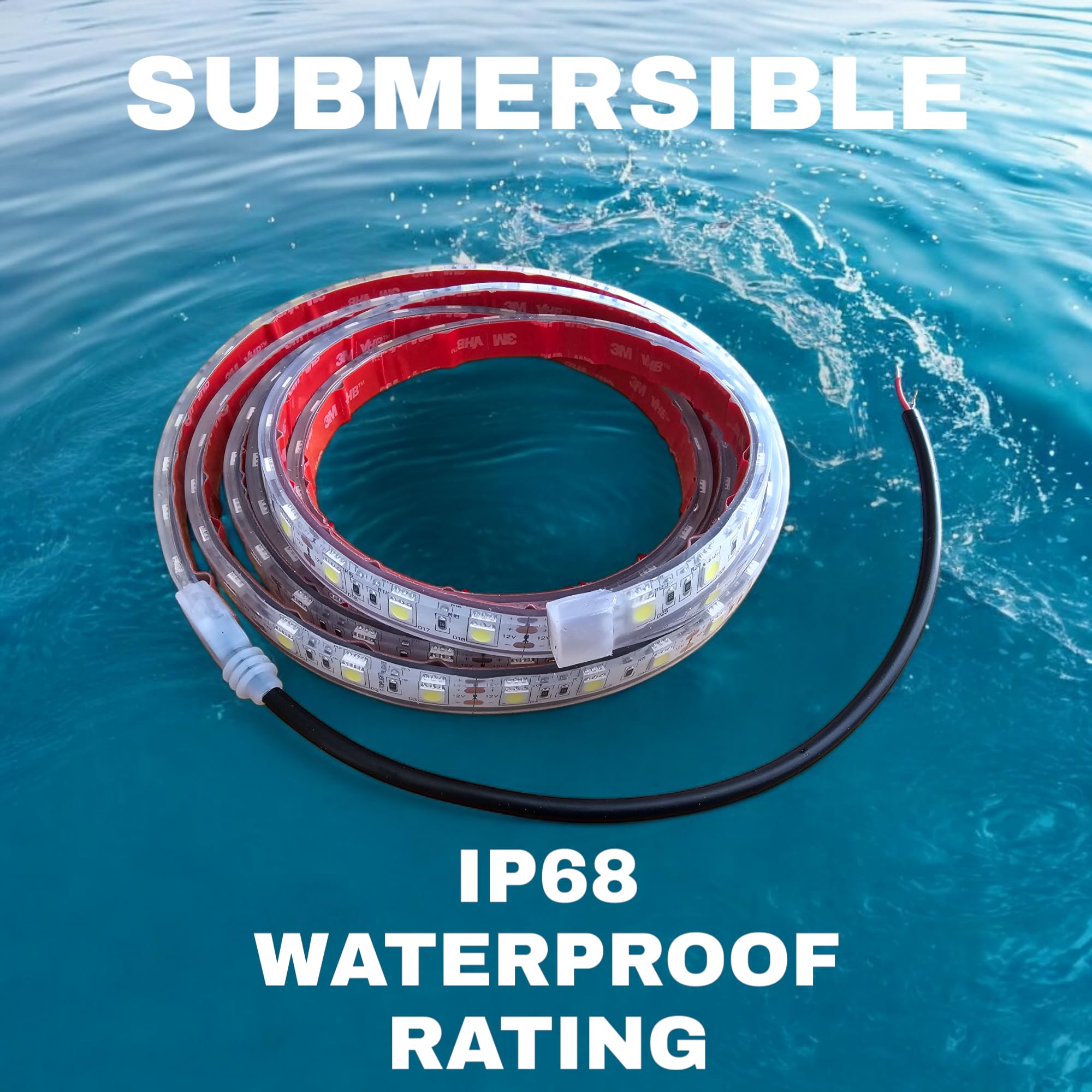 16FT IP68 Waterproof Marine LED Light Strip - 12V Submersible Red Rope Lights for Boat Under Gunnel Lighting | Perfect for Night Fishing, Deck Ambiance & Underwater Illumination