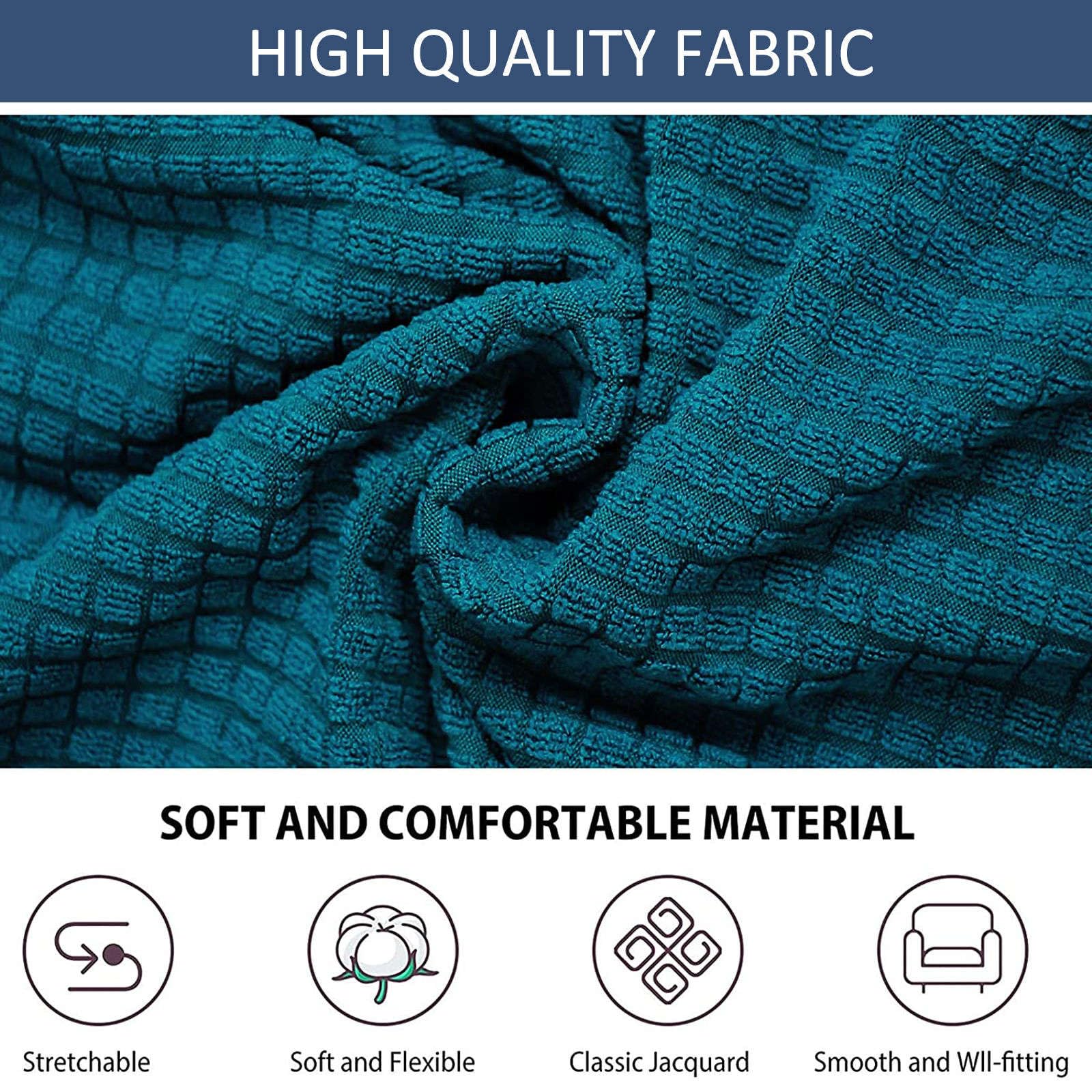 Stretch Wingback Chair Cover - Soft Plaid Slipcover Protector for Dining Room, Bedroom & Kids Chairs - Teal (Set of 4) | Spill-Proof & Pet-Friendly Home Decor Upgrade