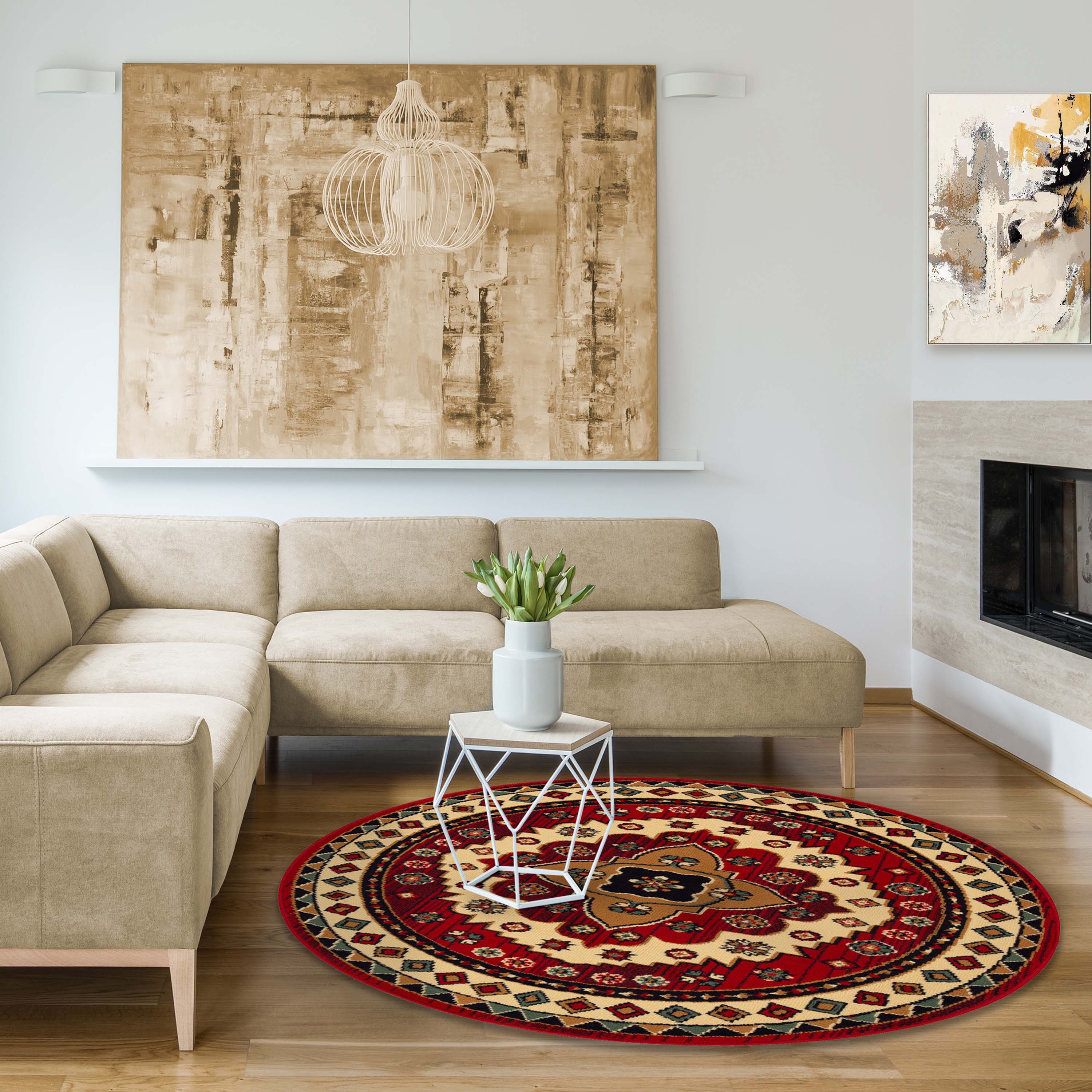 Aztec Southwestern Medallion Geometric Diamond Ikat Indoor Area Rug - Non-Slip Boho Chic Living Room Carpet for Bedroom, Dorm & Home Decor