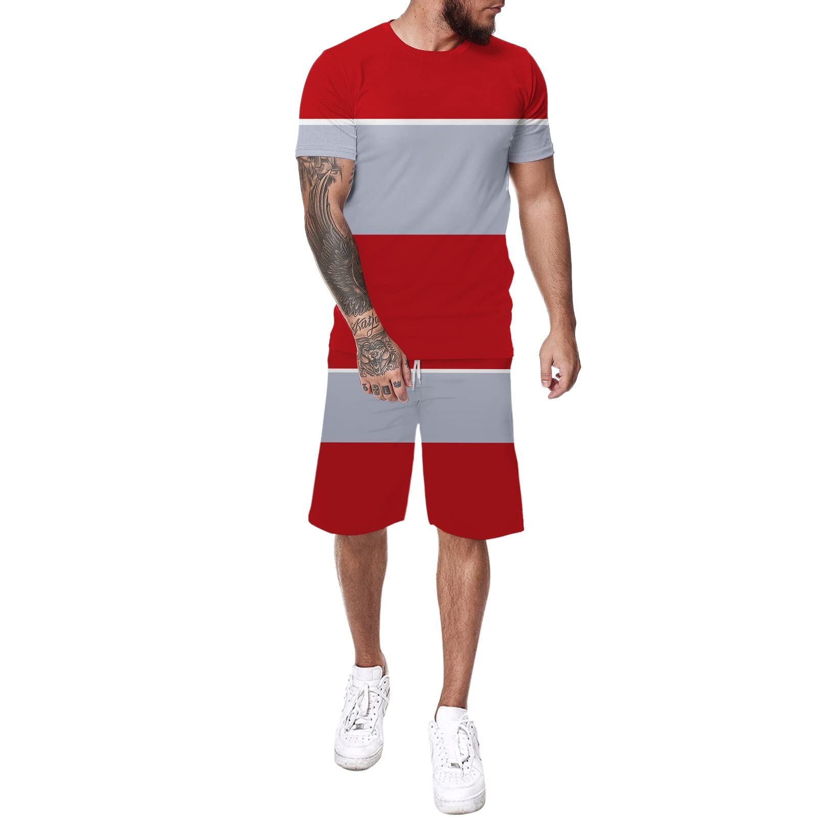 Men's Summer 2-Piece Short Sets - Casual Tracksuit Outfits for Beach & Gym