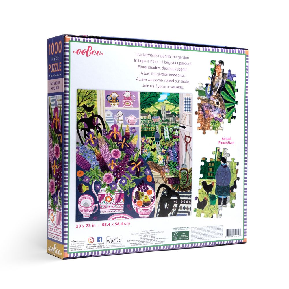 eeBoo 1000 Piece Jigsaw Puzzle - Lavender Kitchen - Beautiful Floral Artwork for Adults & Teens - Perfect for Relaxation, Home Decor & Family Game Night