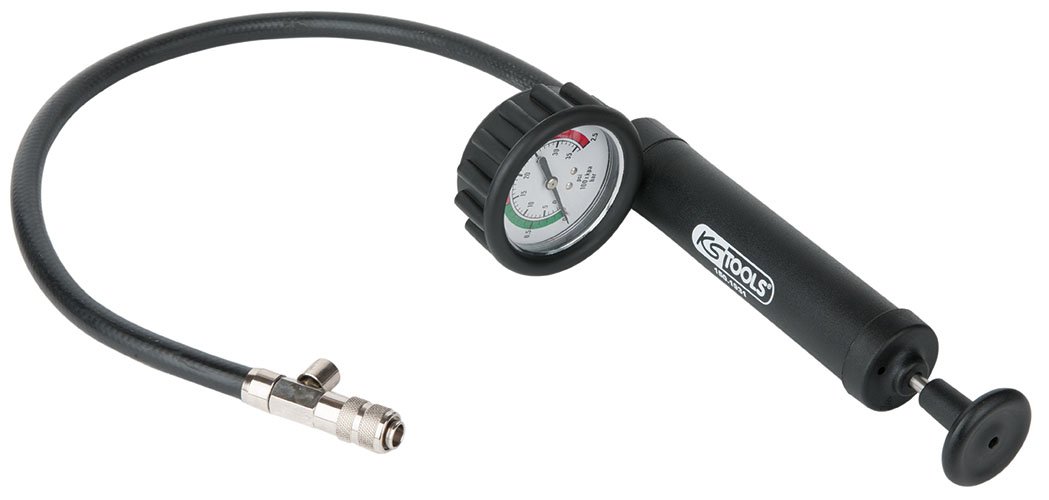 KS TOOLS 150.1931 Hand Pump with Pressure Gauge - Max 2.5 Bar, Universal Size, Clear - Perfect for Inflating Bikes, Balls, and Pool Toys