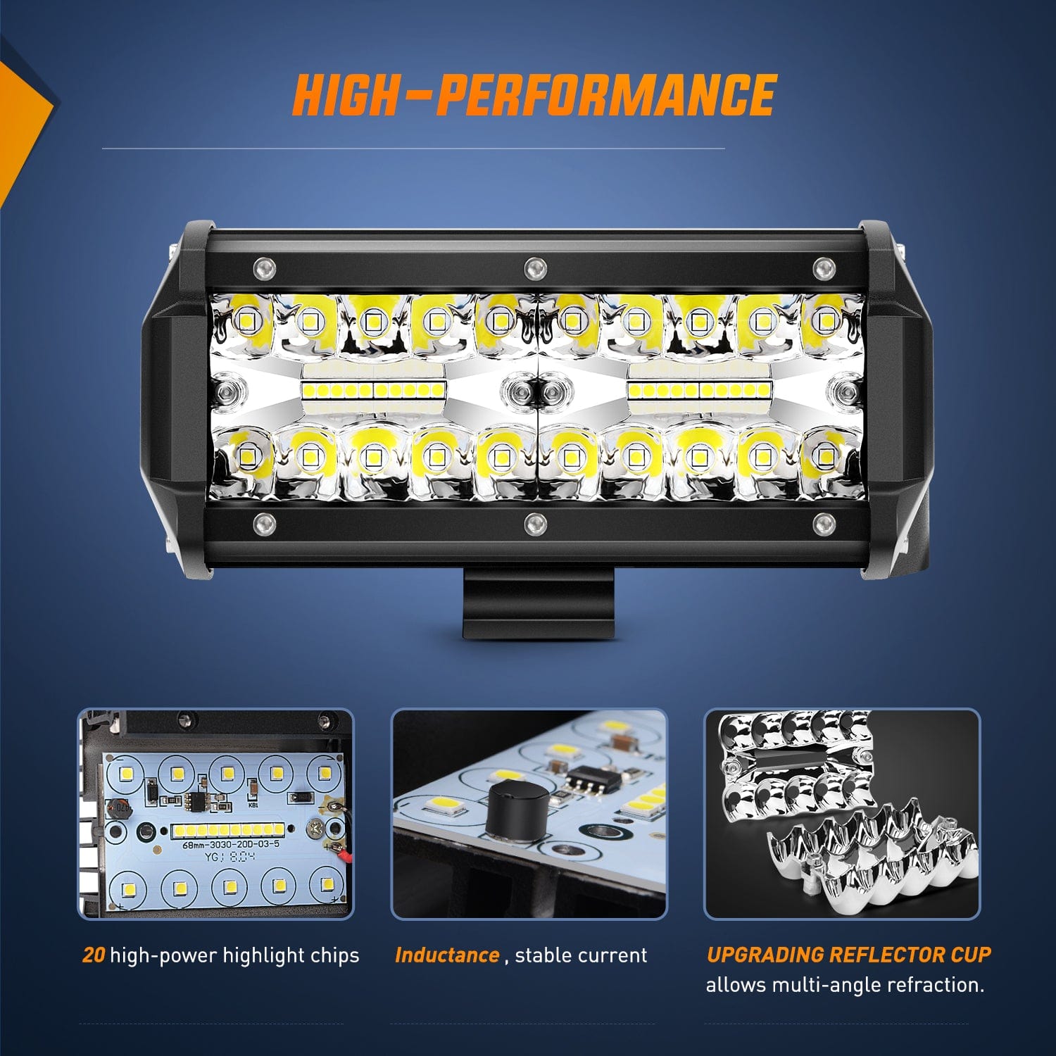 4PCS 6.5 Inch 120W Triple Row LED Light Bar with 16AWG 5-Pin Switch Wiring Harness Kit - 4 Leads - Perfect for Off-Road Trucks, ATVs, UTVs & Marine Applications