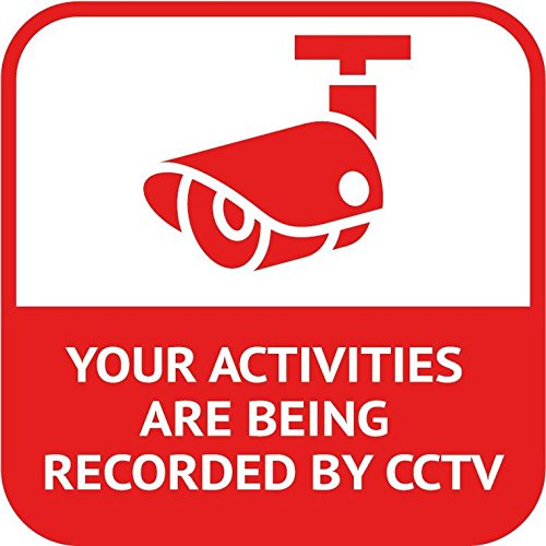 Zirni Video Surveillance Sign - 'Your Activities Recorded' CCTV Warning Sticker Decal for Home & Business Security