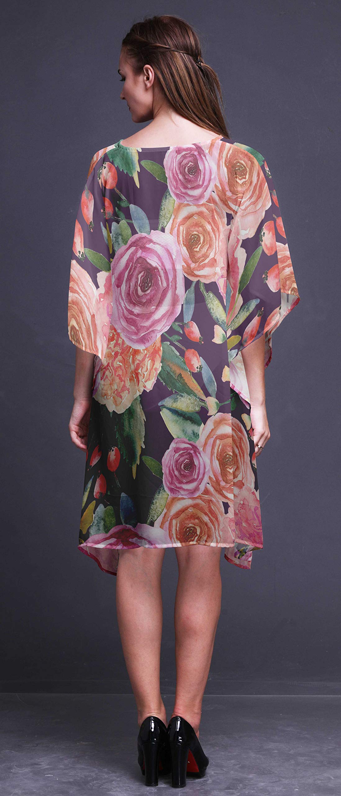 Bimba Women's Short Caftan Midi Dress - Beach Cover Up Swimwear Kaftan for Summer Vacation, Pool Party & Resort Wear