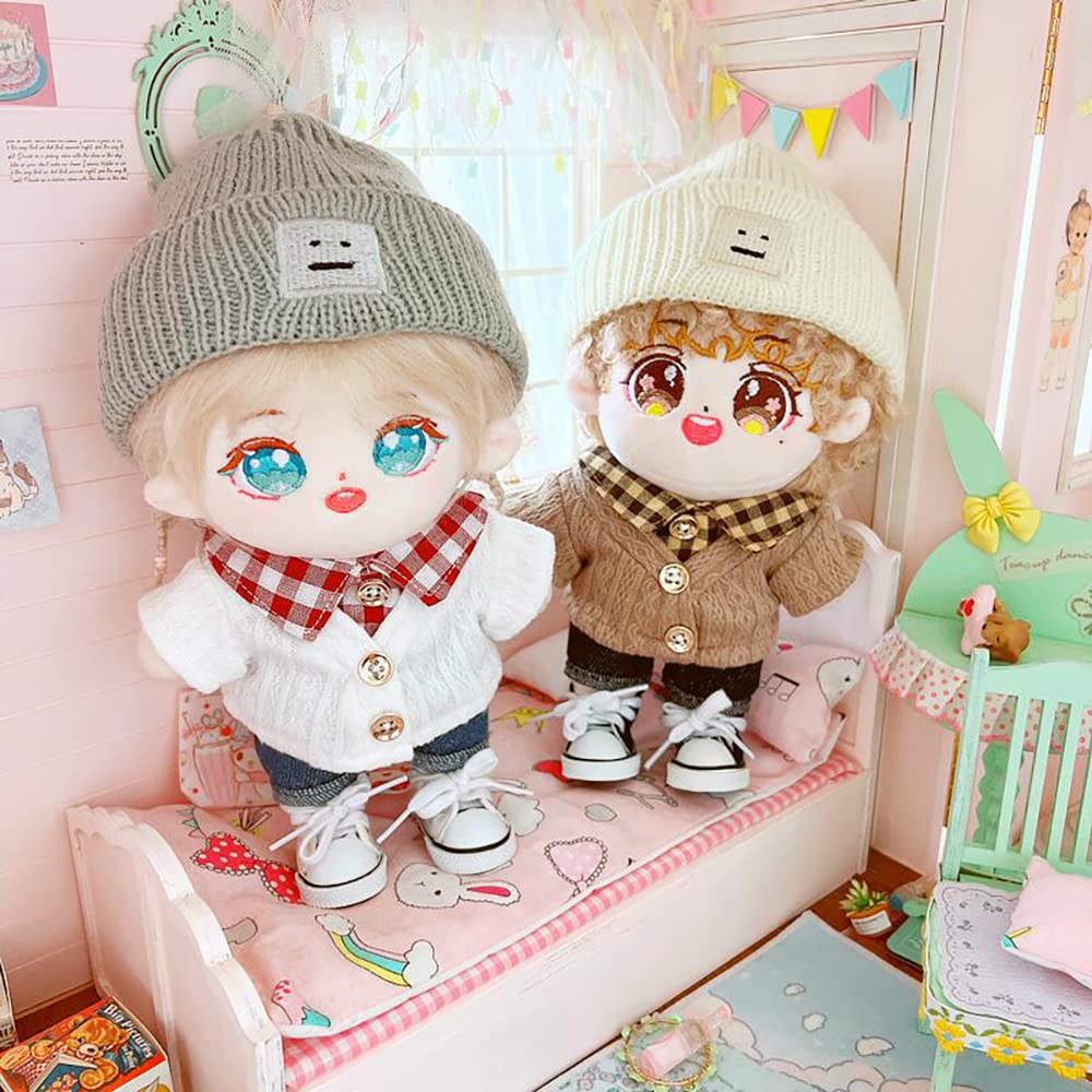 20cm Plush Doll Clothes Set - Hat, Sweater & Shorts for Dressup Play
