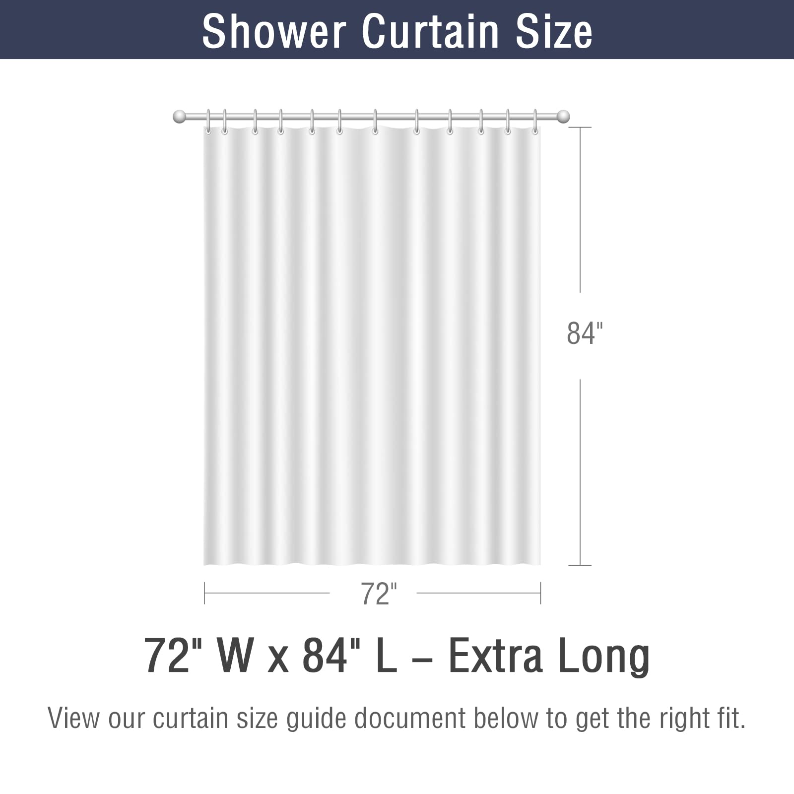 Extra Long Shower Curtain 72x84 Inches - 3D Embossed Textured White Fabric Bathroom Curtain with Hooks, Modern Farmhouse Chic Design for Tall Showers - Perfect for Spa-Like Bathrooms & Guest Suites