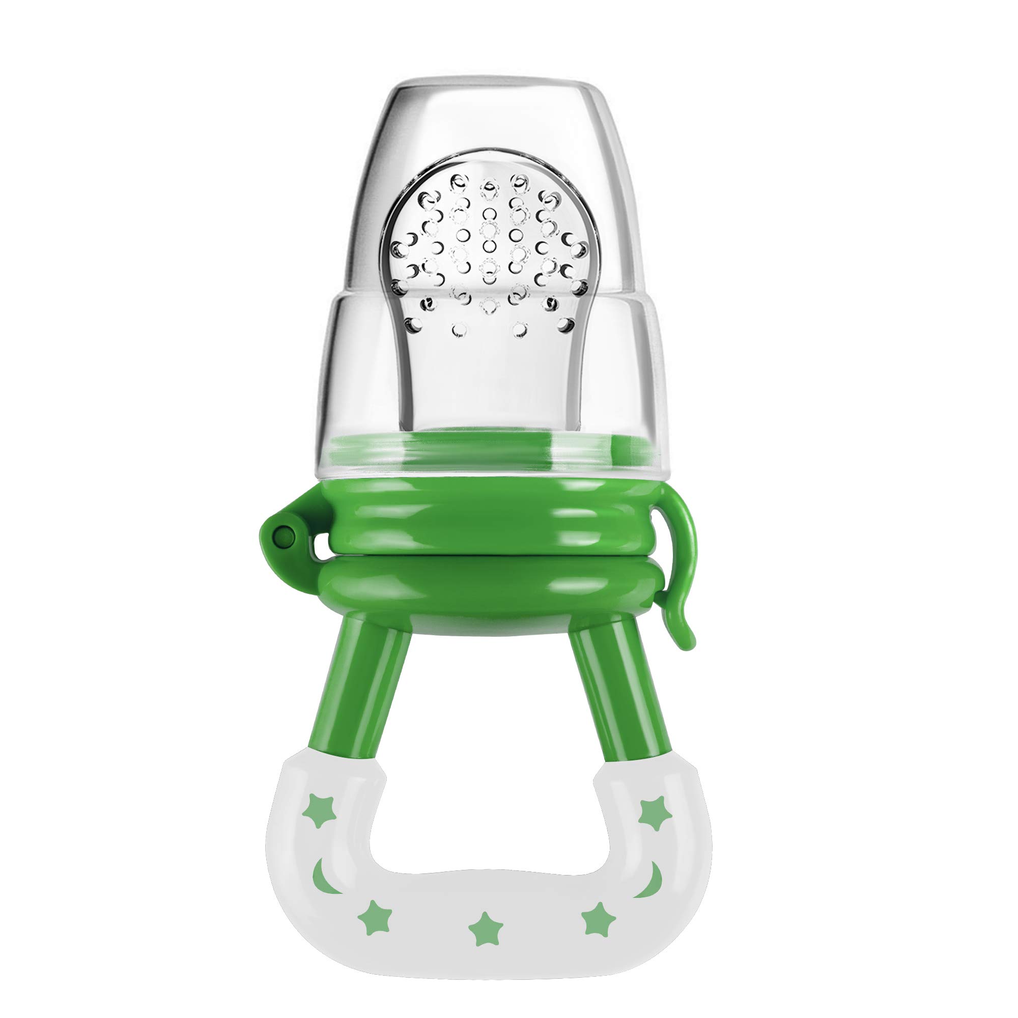 UNIH Silicone Baby Food Feeder Pacifier - Safe Fresh Fruit & Veggie Nibbler for Infants & Toddlers | BPA-Free Teething Toy for Easy Self-Feeding | Perfect for On-the-Go Snacking & Mess-Free Mealtime (Green)