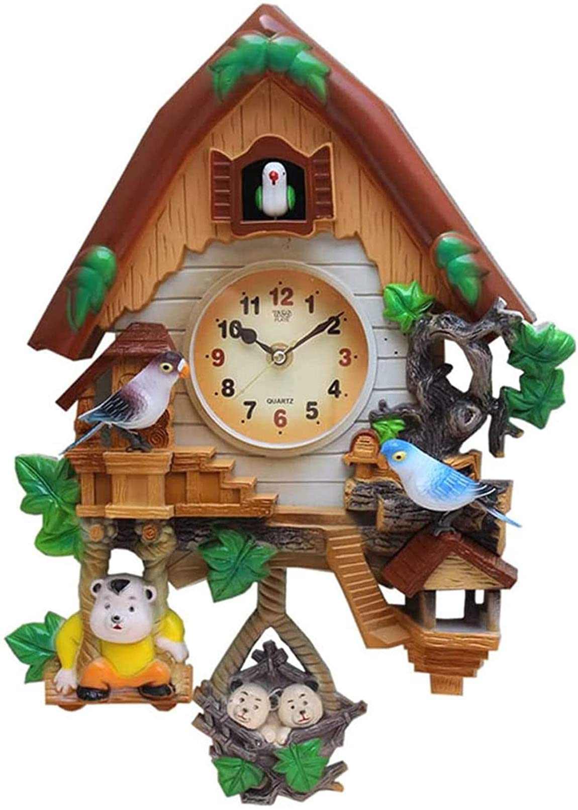 Handcrafted Voice-Activated Cuckoo Wall Clock - Traditional Chalet Style Quartz Pendulum Clock with Moving Bird | Perfect for Cabin, Farmhouse & Rustic Home Decor (2022 Model)