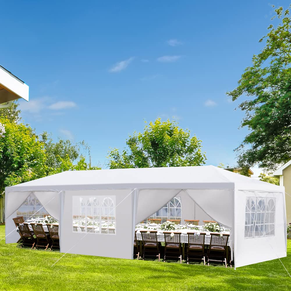 10x30 Heavy Duty White Party Tent with 8 Removable Sidewalls - Outdoor Wedding Canopy, Event Shelter & Patio Gazebo for Birthday, Graduation, Beach BBQ & Catering | Perfect for Backyard Parties, Camping & Outdoor Gatherings