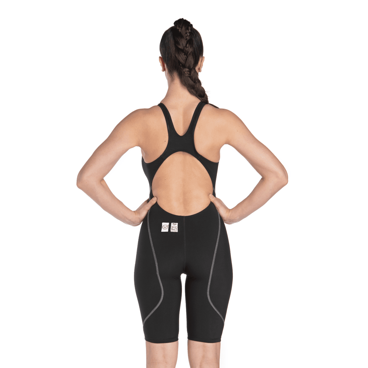 Arena Powerskin ST NEXT Women's Open Back Kneeskin Swimsuit - High-Performance Competition Swimwear for Training & Racing - Black
