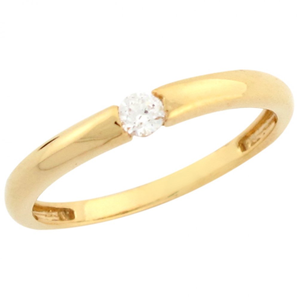 10K Real Yellow Gold & White CZ Dainty Ladies Band Ring - Elegant Jewelry for Women | Perfect for Everyday Wear, Gift Giving & Special Occasions