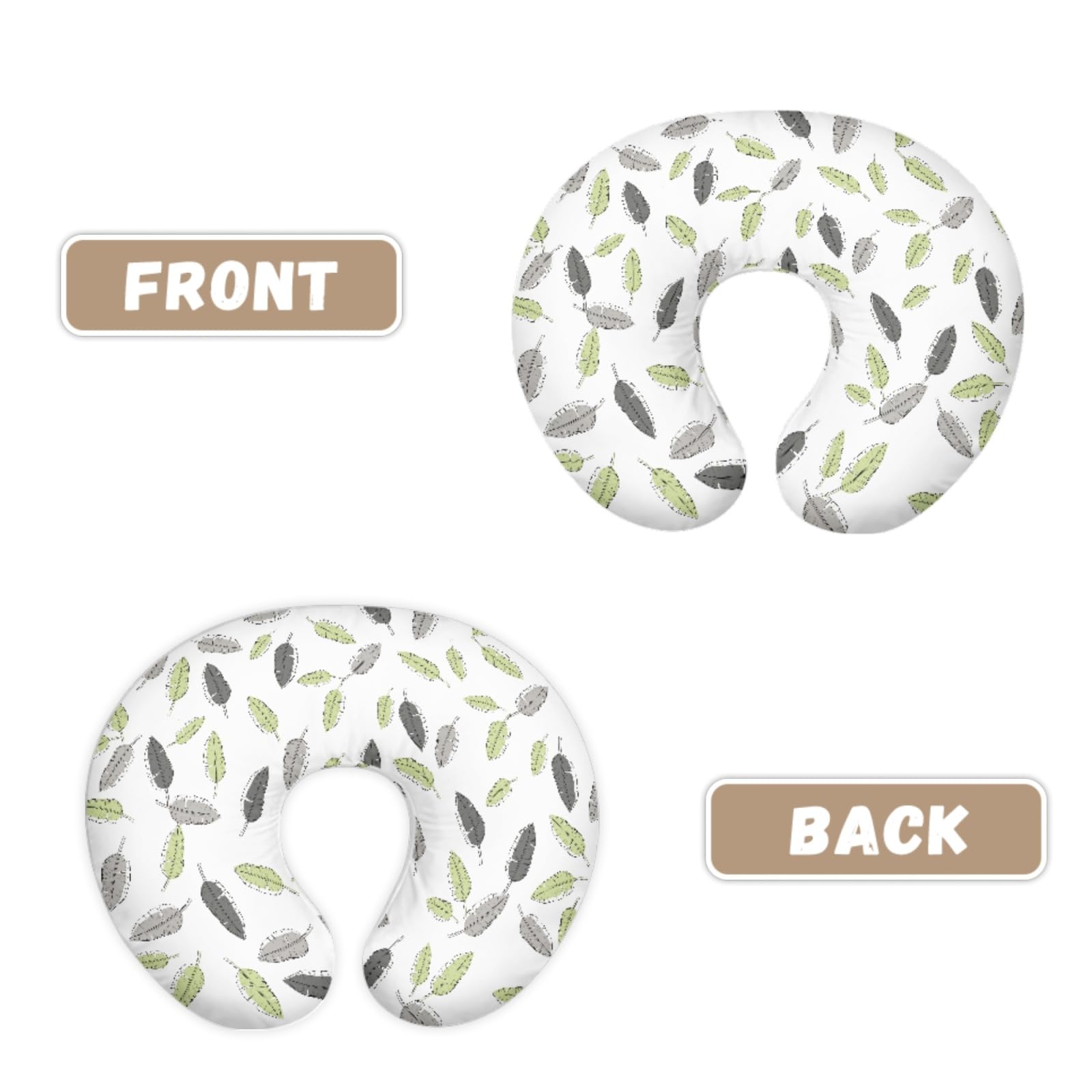 GOSTONG 2-Pack Palm Leaves Print Nursing Pillow Covers - U-Shaped Feeding Pillow Slipcovers with Hidden Zipper | Soft, Eco-Friendly Bamboo Fabric for Breastfeeding & Baby Support | Perfect for Nursery, Maternity Gifts & Comfortable Nursing Sessions