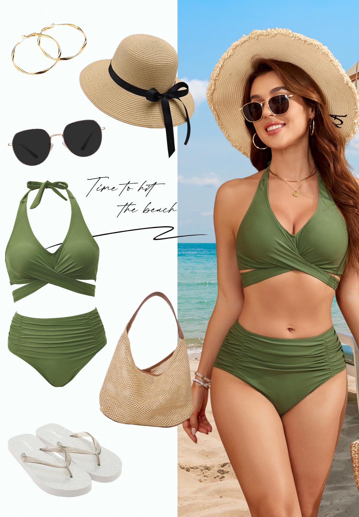 Zando High Waisted Swimsuits for Women 2025 - Tummy Control Bikini Set, Flattering 2 Piece Bathing Suit for Curvy Women | Beach Vacation, Pool Party & Summer Swimwear
