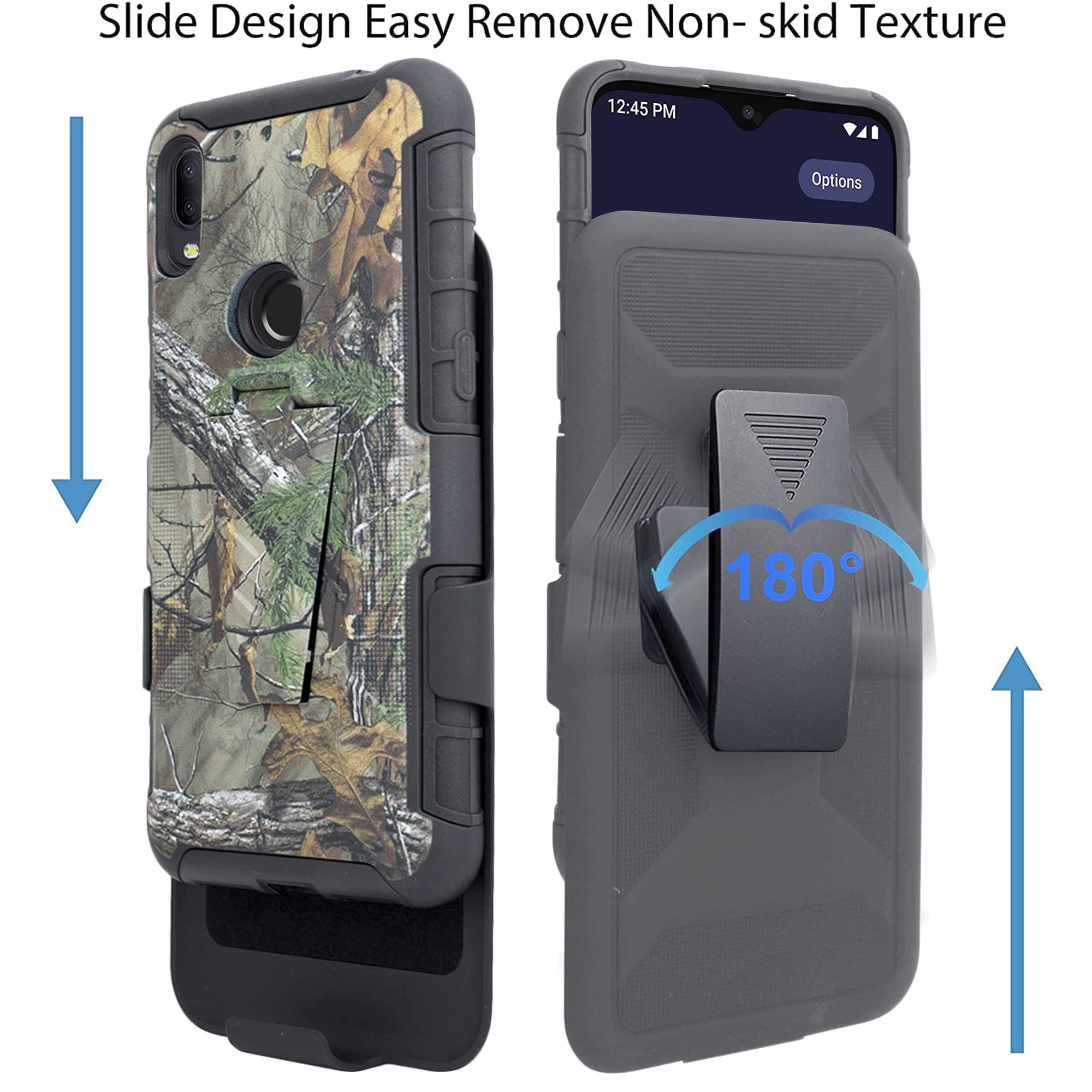 Jitterbug Smart 3 Heavy Duty Shockproof Case with Tempered Glass & Swivel Belt Clip - Camo Holster Cover with Kickstand for Seniors | Perfect for Outdoor Activities, Travel & Everyday Protection