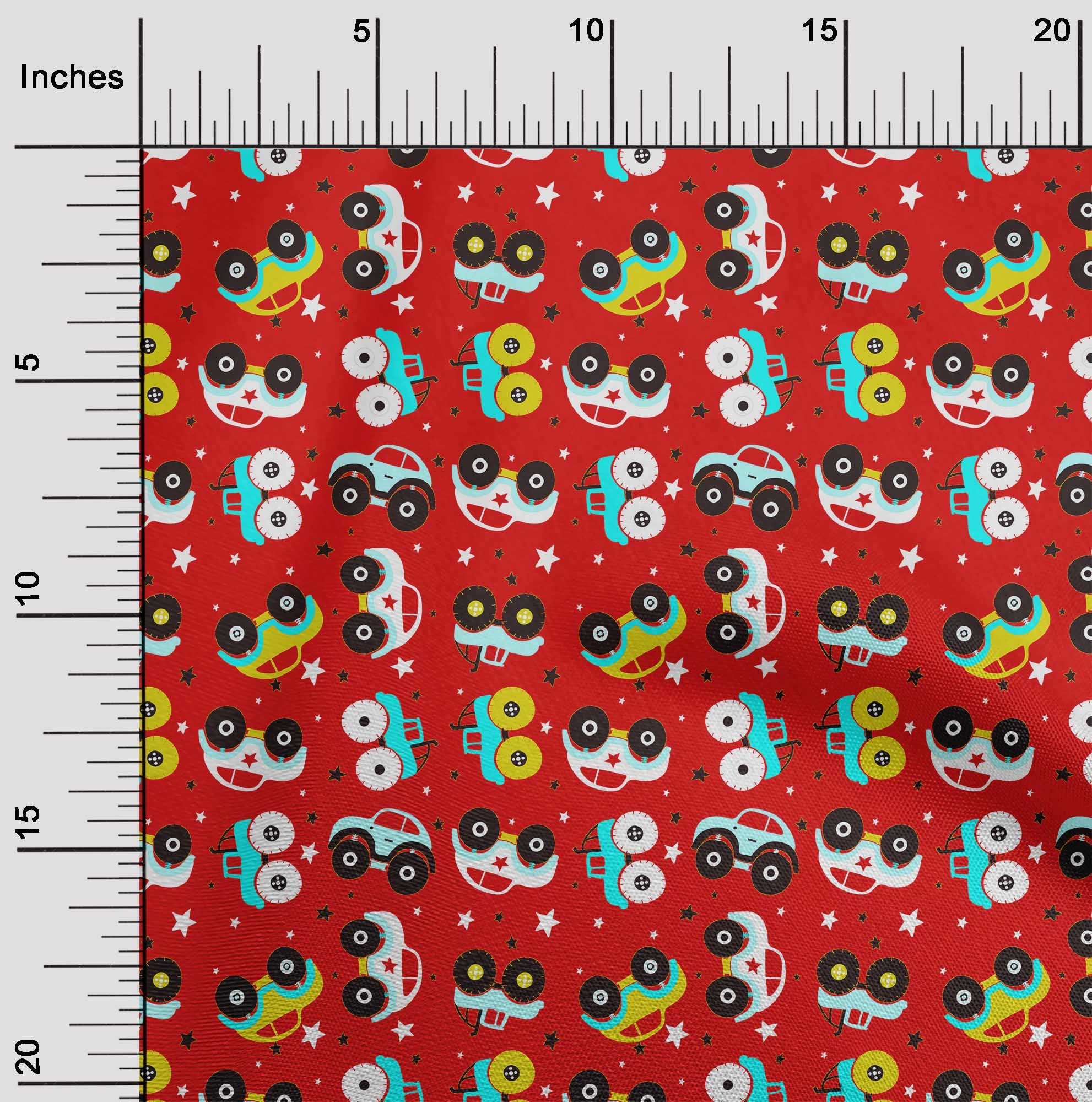 oneOone Polyester Spandex Red Printed Fabric - 56 Inch Wide for Kids Nursery Decor, DIY Craft Projects & Car Upholstery - Soft Stretch Material for Sewing, Quilting and Home Decoration