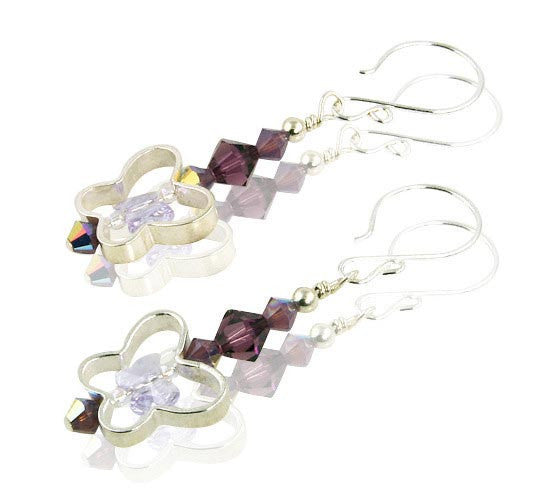 Amethyst Butterfly Dreams Crystal Beaded Earrings for Women - Handmade Dainty Purple Gemstone Jewelry - Perfect for Parties, Weddings & Everyday Wear