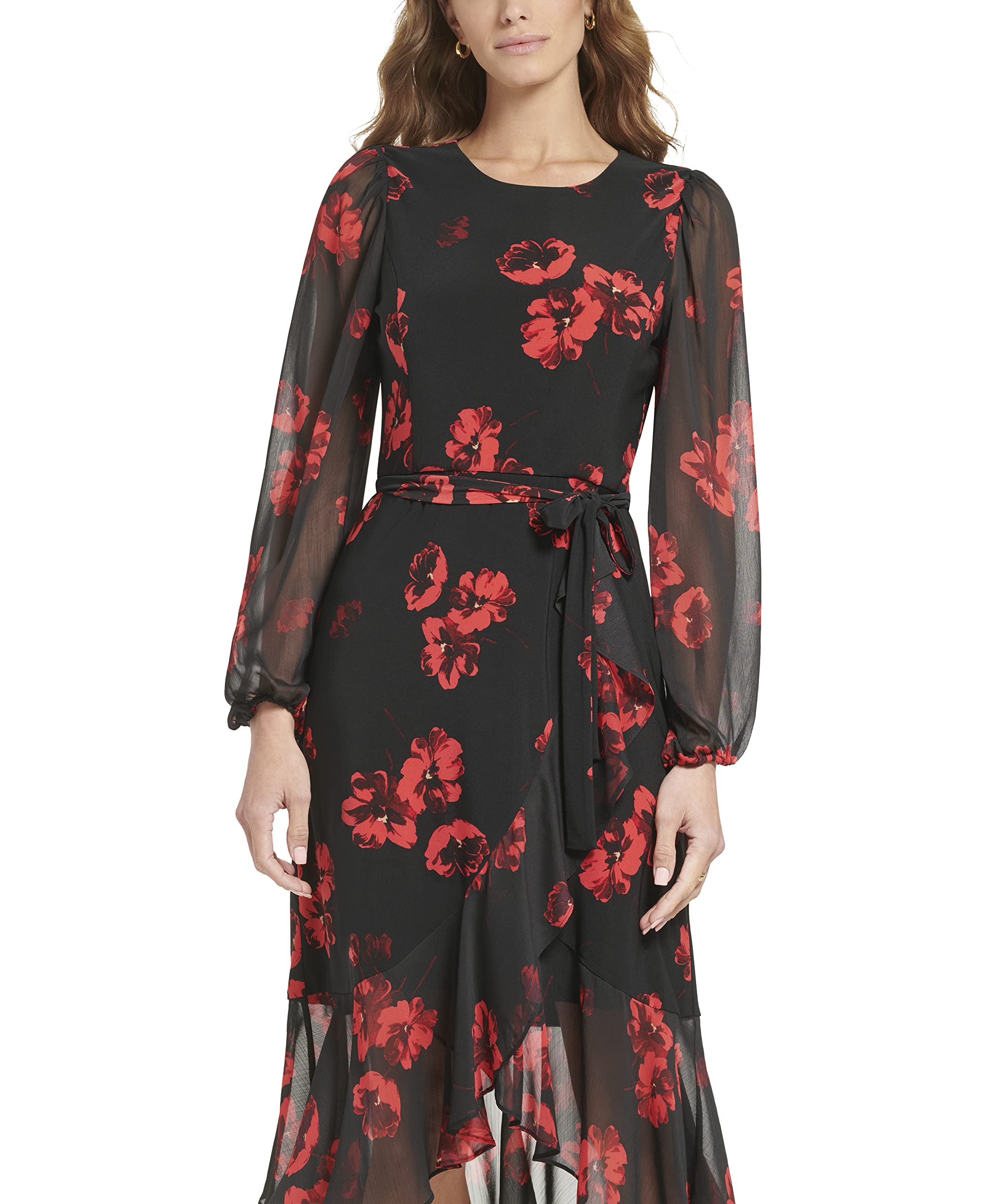 Tommy Hilfiger Women's Long Sleeve Trapeze Dress - Flowy A-Line Casual & Party Wear for Fall/Winter Season