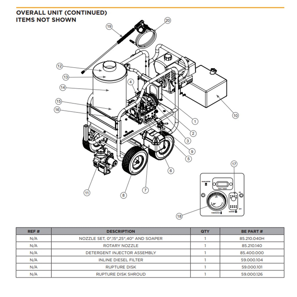 HW4013HBG BE Hot Water Pressure Washer Parts - Replacement Components for Commercial & Industrial Cleaning Equipment | Perfect for Car Wash, Construction Site, and Factory Maintenance